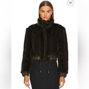 Michael Costello x REVOLVE Amir Jacket Olive Green faux fur bomber warm winter